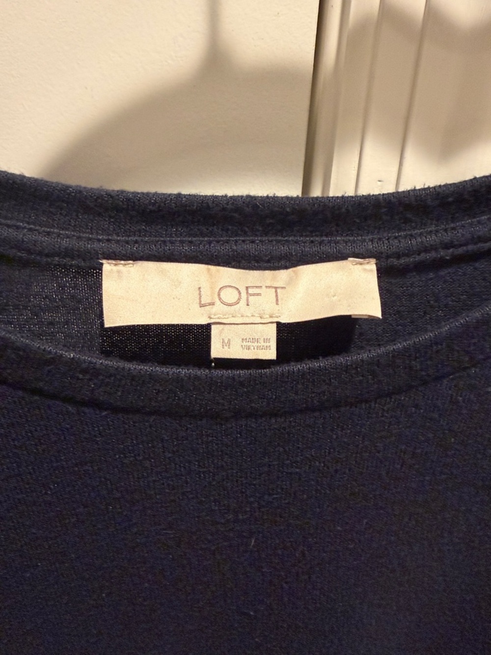 LOFT Navy Ruffle Cold Shoulder Top - Picture 2 of 3